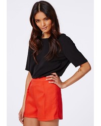 Missguided Ruby Textured Pleat Detail Shorts Orange