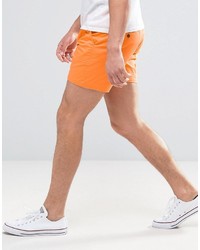 Asos Slim Shorter Chino Shorts In Bright Orange