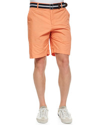 Wrk Flat Front Paper Twill Shorts Orange