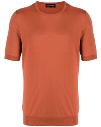 Orange Silk Crew-neck T-shirt