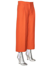 Fendi Wool Silk Gazar Wide Cropped Pants