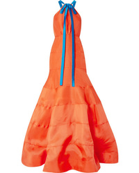 Orange Silk Evening Dress