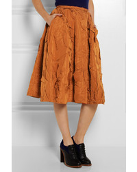 Rochas Crinkled Silk Taffeta Midi Skirt