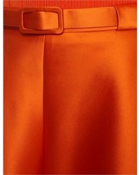 Carven Orange Belted Satin Skirt