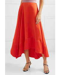 Roksanda Shona Asymmetric Silk Satin Midi Skirt