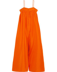 Apiece Apart Aroussa Silk Jumpsuit Bright Orange