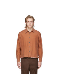 Orange Silk Long Sleeve Shirt