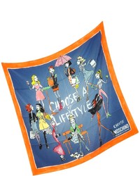 Moschino Choose A Life In Style Silk Square Scarf