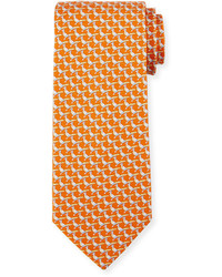 Salvatore Ferragamo Pheasant Silk Twill Tie Orange