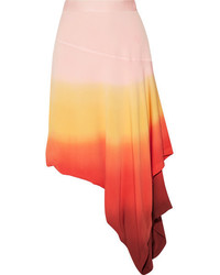J.W.Anderson Layered Dgrad Stretch Crepe Midi Skirt Bright Orange