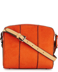 Orange Snake Leather Crossbody Bag