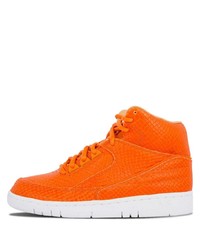Orange Snake Leather High Top Sneakers