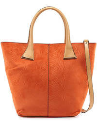 Orange Snake Leather Tote Bag