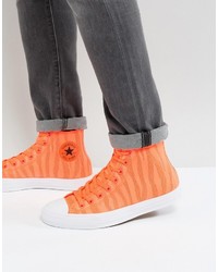 Converse Chuck Taylor All Star Ii Hi Sneakers In Orange Knit 155492c