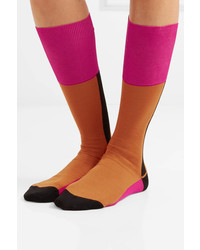 Marni Color Block Cotton Blend Socks Orange