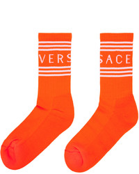 Versace Orange 90s Vintage Logo Socks