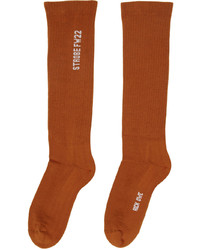 Rick Owens Orange Mid Calf Socks