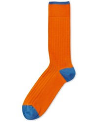 Charles Tyrwhitt Orange Plain Cotton Rib Socks