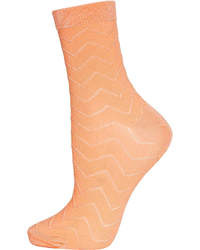Topshop Apricot Chevron Stitch Ankle Socks