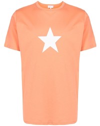 Orange Star Print Crew-neck T-shirt