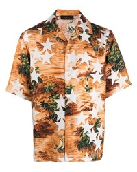 Orange Star Print Short Sleeve Shirt