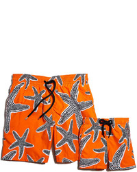 Vilebrequin Moorea Starlets Starfish Print Swim Trunks Orange