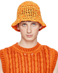 Orange Straw Bucket Hat