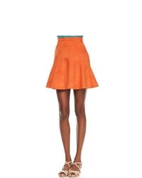 Orange Suede A-Line Skirt