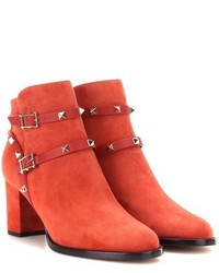 Orange Suede Ankle Boots