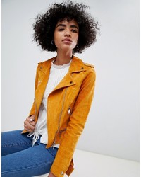 Orange Suede Biker Jacket