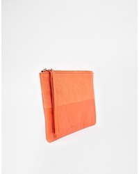 Selected Sfsonia Leather Suede Contrast Clutch With Wristlet