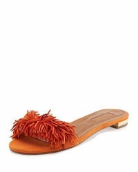 Orange Suede Flat Sandals