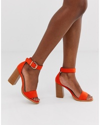 RAID Fleur Orange Stacked Block Heeled Sandals