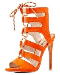 Charlotte Russe Qupid Caged Lace Up Sandals