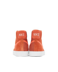 Nike Orange And White Suede Blazer Mid 77 Sneakers