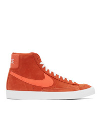 Nike Orange And White Suede Blazer Mid 77 Sneakers