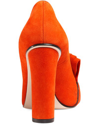 Gucci Marmont Fringe Suede 105mm Loafer Sun Orange