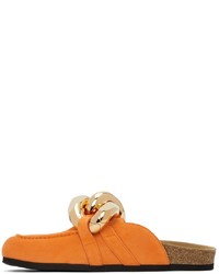 JW Anderson Orange Leather Curb Chain Loafers