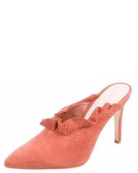 Loeffler Randall Ruffle Trimmed Suede Mules W Tags