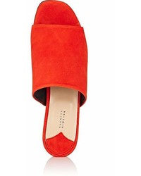 Barneys New York Square Toe Suede Mules