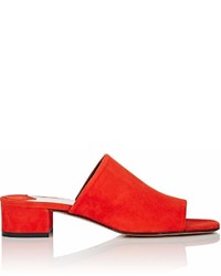 Barneys New York Square Toe Suede Mules