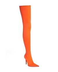 Orange Suede Over The Knee Boots