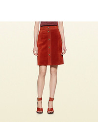 Gucci Suede Button Front Skirt