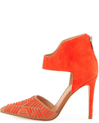 Sigerson Morrison Galcia Woven Suedeleather Pump New Redluggage