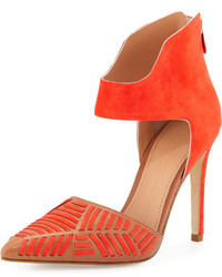 Sigerson Morrison Galcia Woven Suedeleather Pump New Redluggage