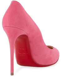 Christian Louboutin Pigalle Follies Suede Point Toe Red Sole Pump