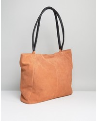 Asos Suede Shopper Bag With Wrap Handle
