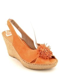 Andre Assous Darlin Orange Suede Wedge Sandals Shoes Newdisplay