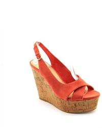 Dolce Vita Jill Orange Suede Wedge Sandals Shoes Newdisplay