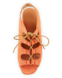 Andre Assous Gilly Lace Up Suede Wedge Sandal Coral